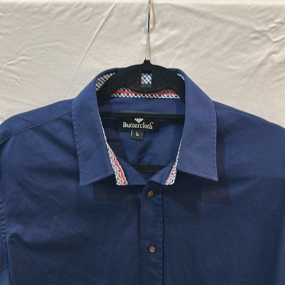 Buttercloth Men’s Dark Blue Button Down Shirt, Size Large - Picture 2 of 5